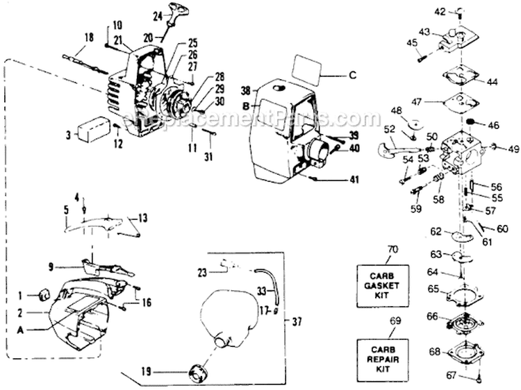 Page A Diagram and Parts List for XR-88  Weed Eater Trimmer
